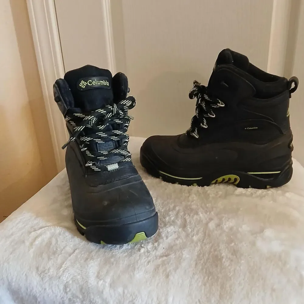 Columbia Bugaboot Black & Green Winter Snow Boots 7.5 Gorpcore Utility Outdoors